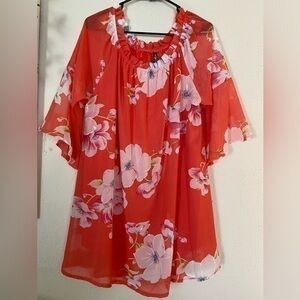 White Mark Pink Floral Off The Shoulder Blouse